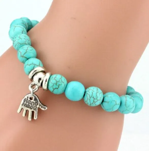 Bracelets POLLY B491 Turquoise Crackle Stone Hand Made Bracelet