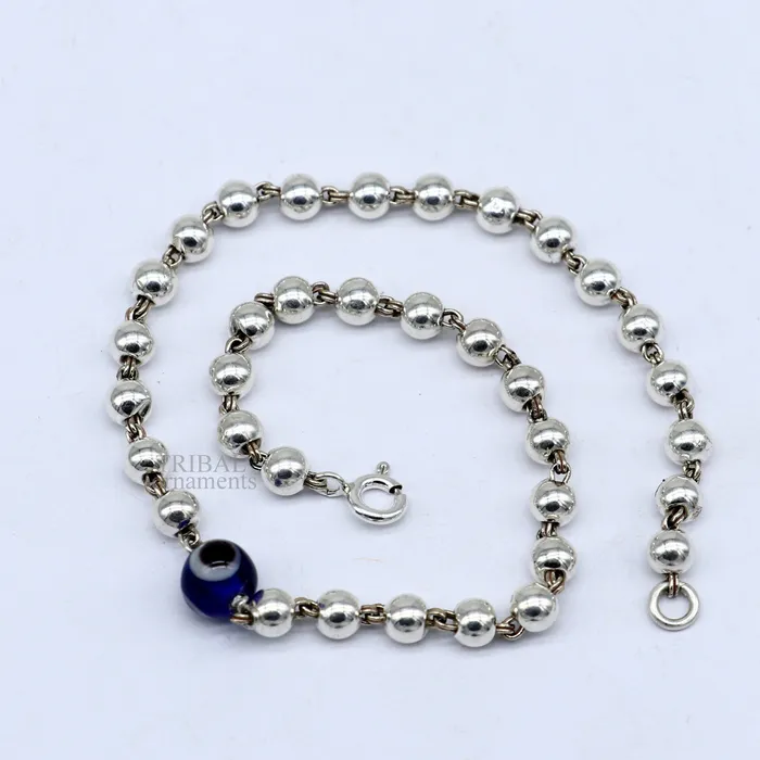Bracelets TRIBAL ORNAMENTS 925 sterling silver handmade beaded evil eye bracelet amazing stylish unisex bracelet 9 inches long jewelry nsbr475