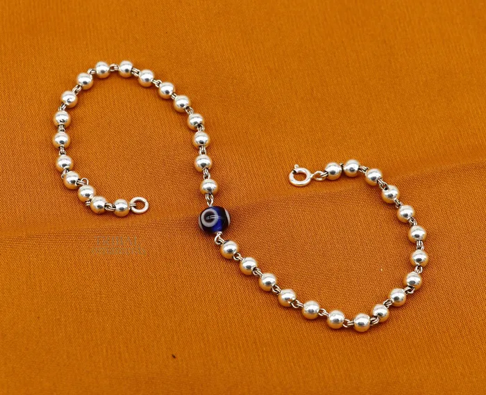 Bracelets TRIBAL ORNAMENTS 925 sterling silver handmade beaded evil eye bracelet amazing stylish unisex bracelet 9 inches long jewelry nsbr475