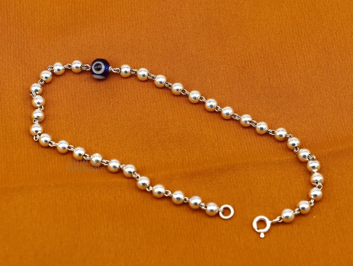 Bracelets TRIBAL ORNAMENTS 925 sterling silver handmade beaded evil eye bracelet amazing stylish unisex bracelet 9 inches long jewelry nsbr475