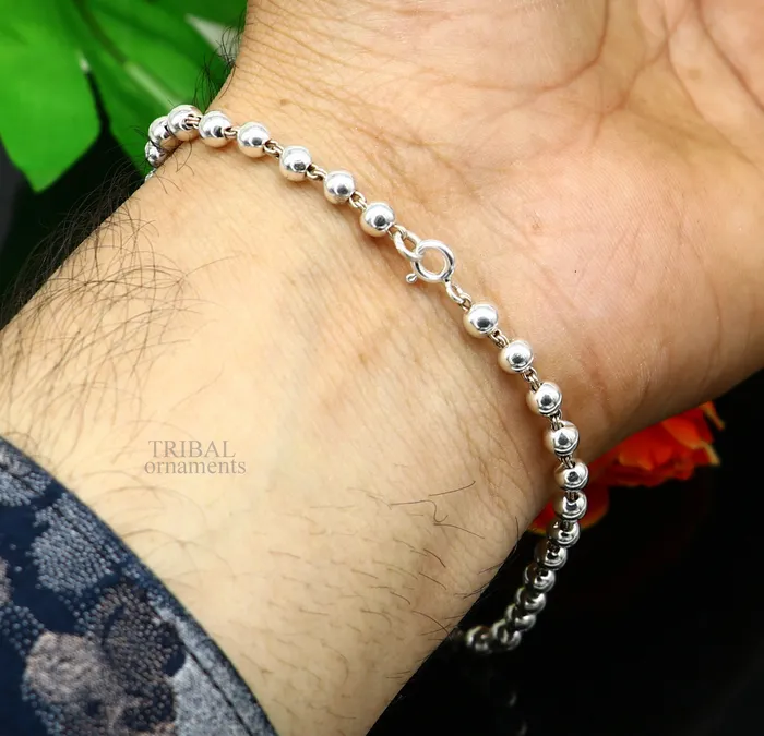 Bracelets TRIBAL ORNAMENTS 925 sterling silver handmade beaded evil eye bracelet amazing stylish unisex bracelet 9 inches long jewelry nsbr475