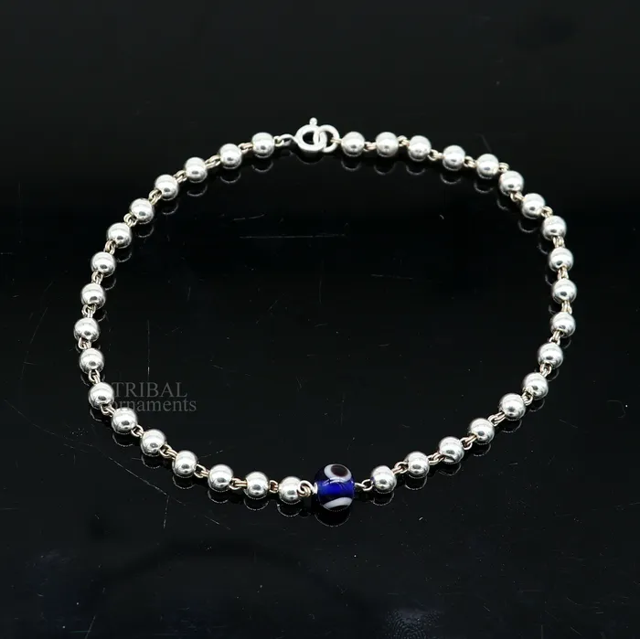 Bracelets TRIBAL ORNAMENTS 925 sterling silver handmade beaded evil eye bracelet amazing stylish unisex bracelet 9 inches long jewelry nsbr475