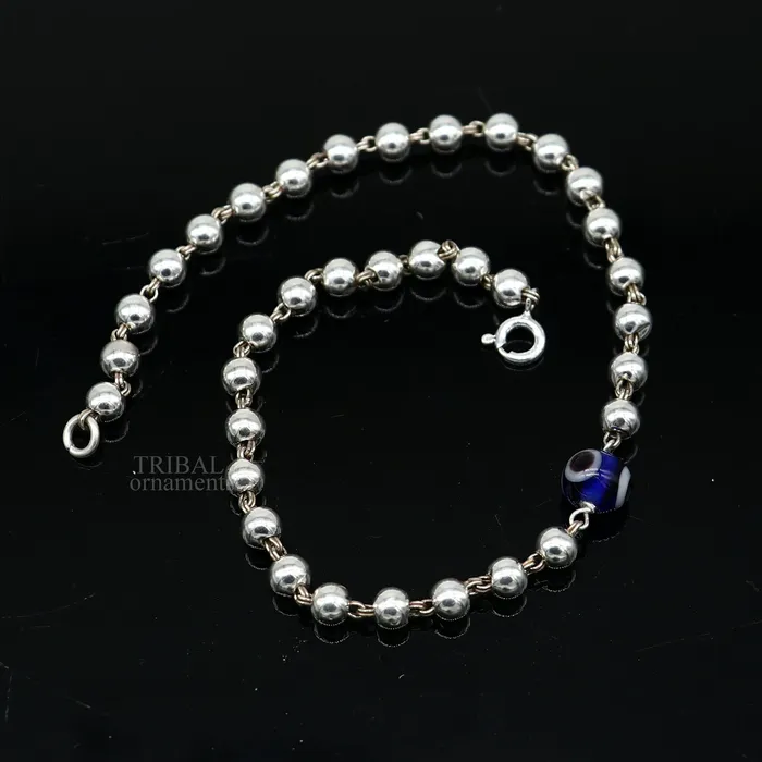 Bracelets TRIBAL ORNAMENTS 925 sterling silver handmade beaded evil eye bracelet amazing stylish unisex bracelet 9 inches long jewelry nsbr475