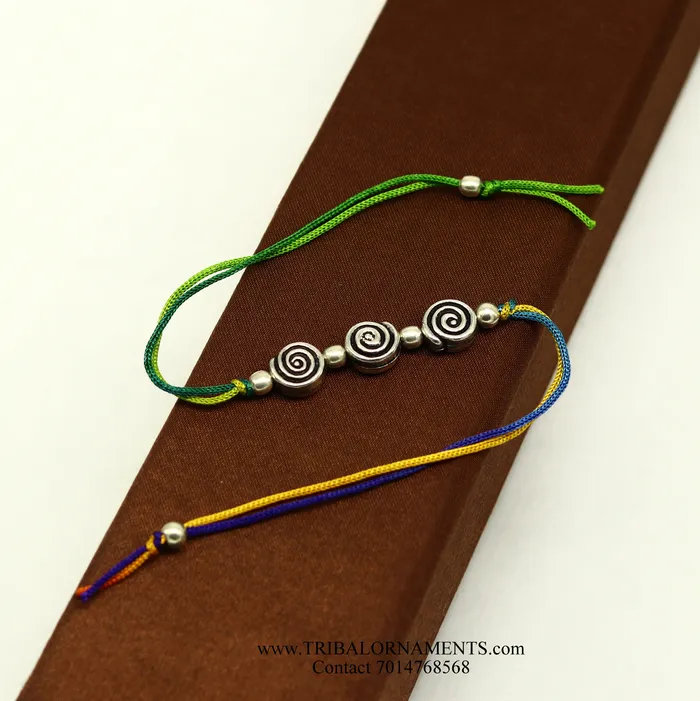 Bracelets TRIBAL ORNAMENTS 925 sterling silver handmade beautiful oxidized silver bead design Rakhi Bracelet amazing stylish gift for Rakshabandhan rk128 Bracelets TRIBAL ORNAMENTS 925 sterling silver handmade beautiful oxidized silver bead design Rakhi Bracelet amazing stylish gift for Rakshabandhan rk128