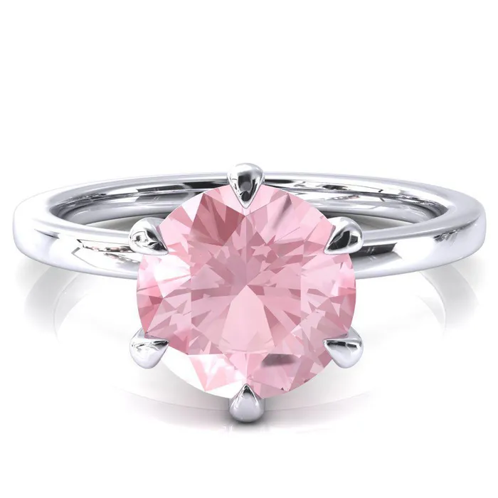 Fire Brilliance Rings Julianne Round Pink Sapphire Solitaire 6 Prong Ring Fire Brilliance Rings Julianne Round Pink Sapphire Solitaire 6 Prong Ring