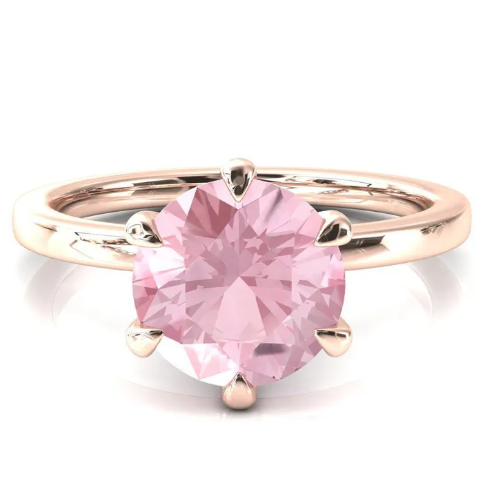 Fire Brilliance Rings Julianne Round Pink Sapphire Solitaire 6 Prong Ring