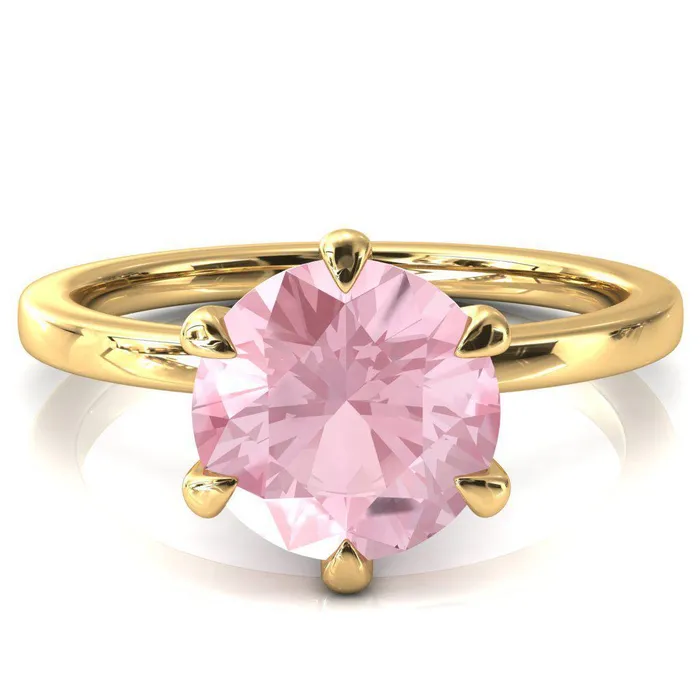 Fire Brilliance Rings Julianne Round Pink Sapphire Solitaire 6 Prong Ring