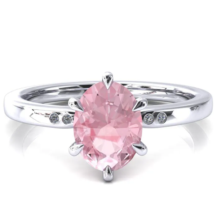 Fire Brilliance Rings Maise Oval Pink Sapphire 6 Prong Diamond Accent Engagement Ring Fire Brilliance Rings Maise Oval Pink Sapphire 6 Prong Diamond Accent Engagement Ring