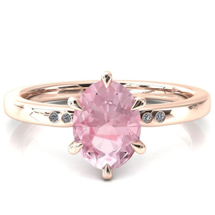 Fire Brilliance Rings Maise Oval Pink Sapphire 6 Prong Diamond Accent Engagement Ring