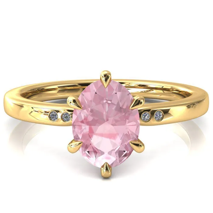 Fire Brilliance Rings Maise Oval Pink Sapphire 6 Prong Diamond Accent Engagement Ring