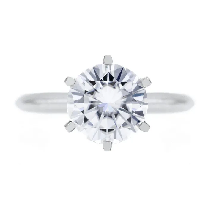 Fire Brilliance Rings Round Center Stone 14K or 18K White Gold 6 Prongs Solitaire Ring Fire Brilliance Rings Round Center Stone 14K or 18K White Gold 6 Prongs Solitaire Ring