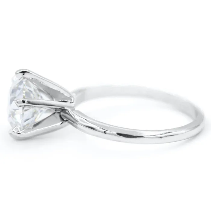 Fire Brilliance Rings Round Center Stone 14K or 18K White Gold 6 Prongs Solitaire Ring