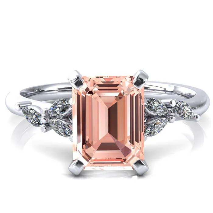 Fire Brilliance Rings Sigrid Emerald Champagne Sapphire 4 Prong Marquise Diamond Side Ring Fire Brilliance Rings Sigrid Emerald Champagne Sapphire 4 Prong Marquise Diamond Side Ring