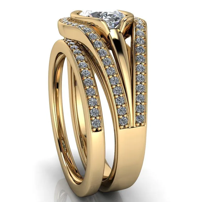 Fire Brilliance Rings Tiramisu Oval Center Stone Split Shank Diamond Half Bezel Channel Ring