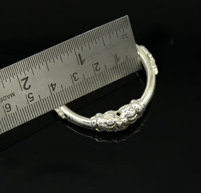 Handmade crocodile face sterling silver Vintage style bangle bracelet new born baby fabulous customized tribal unisex kids jewelry ba81 TRIBAL ORNAMENTS Bracelets