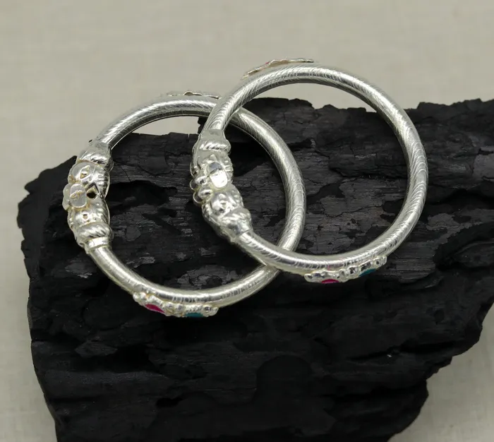 Handmade crocodile face sterling silver Vintage style bangle bracelet new born baby fabulous customized tribal unisex kids jewelry ba81 TRIBAL ORNAMENTS Bracelets