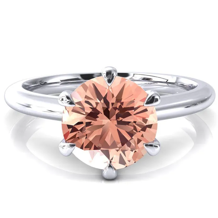 Hennie Round Champagne Sapphire 6 Claw Prong High Shoulder Solitaire Ring Fire Brilliance Rings Hennie Round Champagne Sapphire 6 Claw Prong High Shoulder Solitaire Ring Fire Brilliance Rings