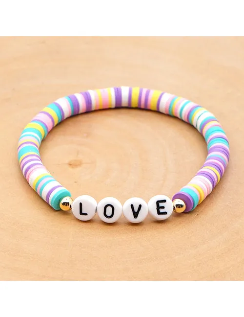 L97 Pastel Multi Color Soft Bead Love Bracelet 02 Bracelets