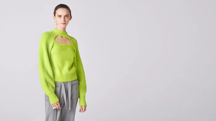 Lime Green Void Turtleneck Top ADEAM Earrings Lime Green Void Turtleneck Top ADEAM Earrings