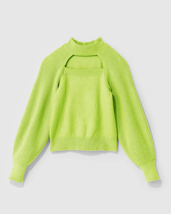 Lime Green Void Turtleneck Top ADEAM Earrings Lime Green Void Turtleneck Top ADEAM Earrings