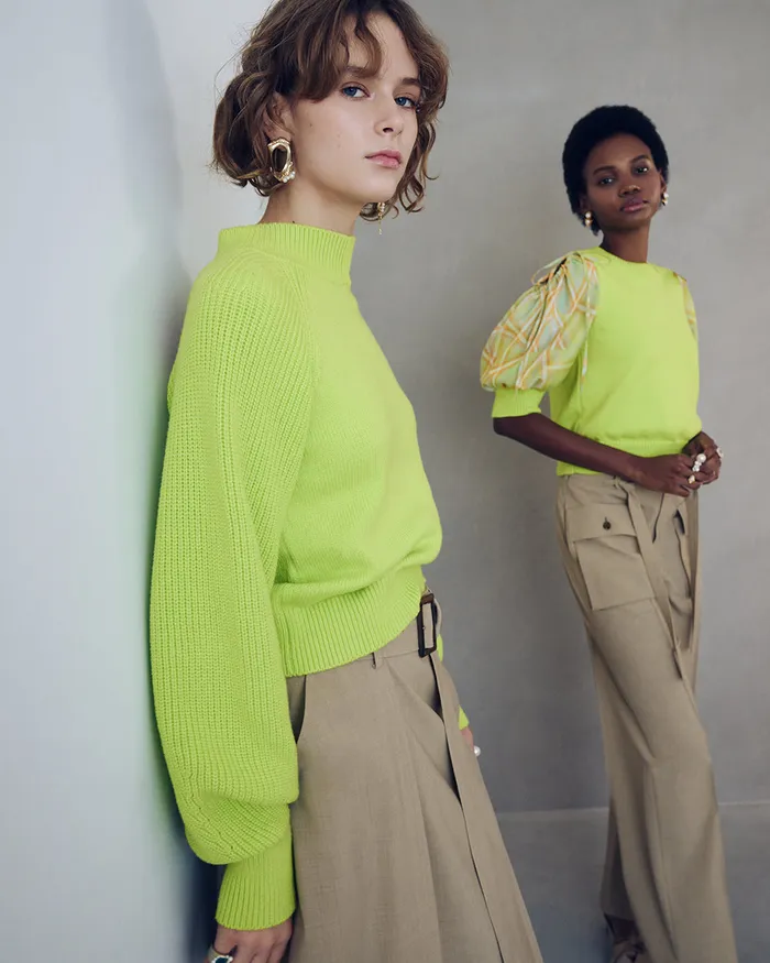 Lime Green Void Turtleneck Top ADEAM Earrings Lime Green Void Turtleneck Top ADEAM Earrings