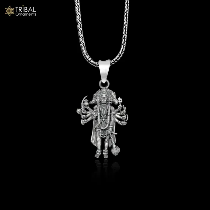 Necklaces TRIBAL ORNAMENTS 925 sterling silver handmade lord Panchmukhi Hanuman ji Pendant with chain tribal jewellery nsp1007 Necklaces TRIBAL ORNAMENTS 925 sterling silver handmade lord Panchmukhi Hanuman ji Pendant with chain tribal jewellery nsp1007