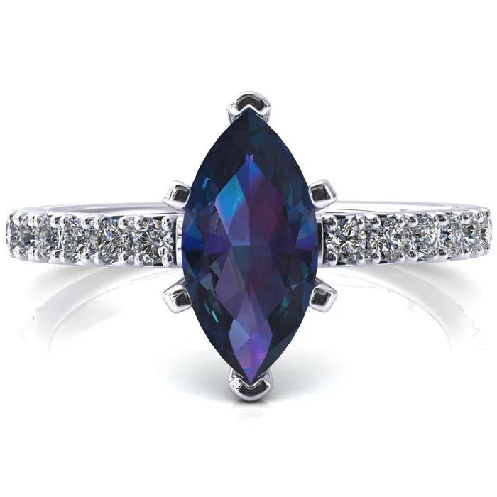 Nefili Marquise Alexandrite 6 Prong 58 Eternity Diamond French Pave Engagement Ring Fire Brilliance Rings Nefili Marquise Alexandrite 6 Prong 58 Eternity Diamond French Pave Engagement Ring Fire Brilliance Rings