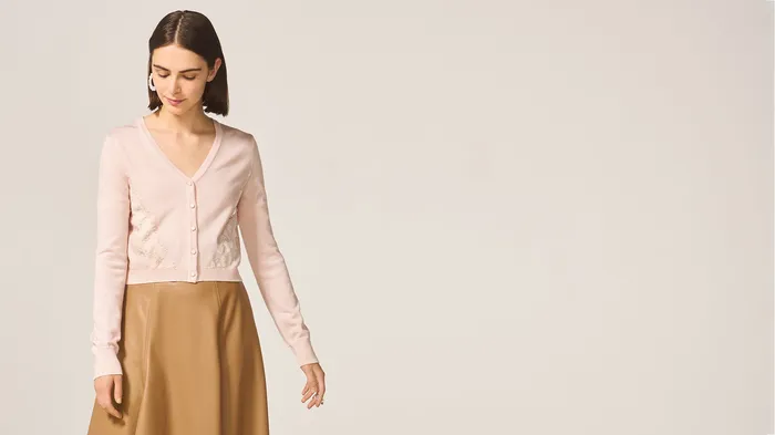 Pearl Blush Ashlee Knit Cardigan ADEAM Earrings
