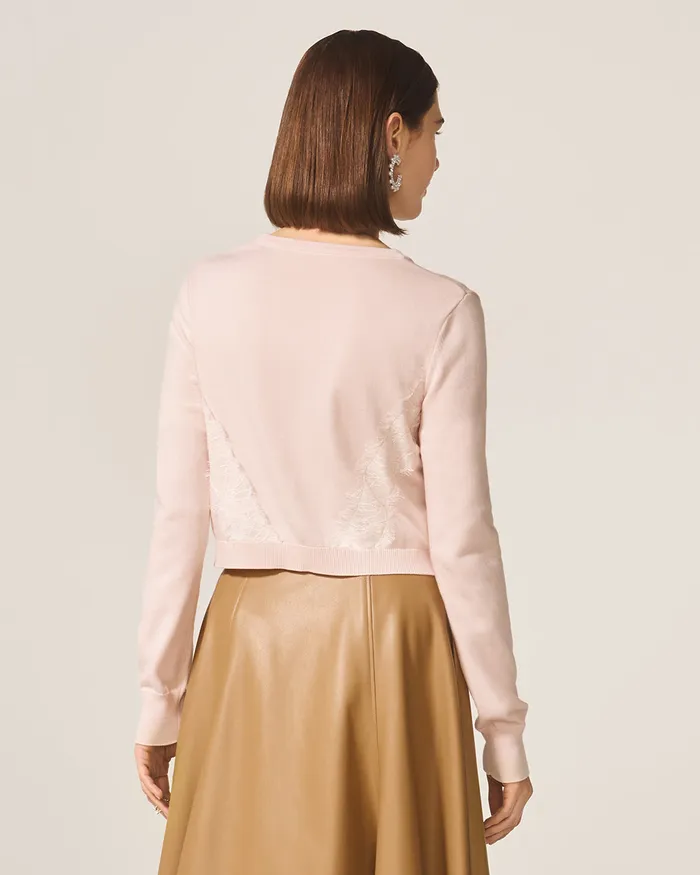 Pearl Blush Ashlee Knit Cardigan ADEAM Earrings
