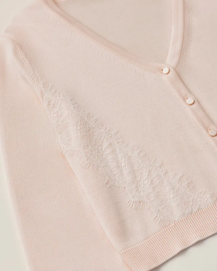 Pearl Blush Ashlee Knit Cardigan ADEAM Earrings