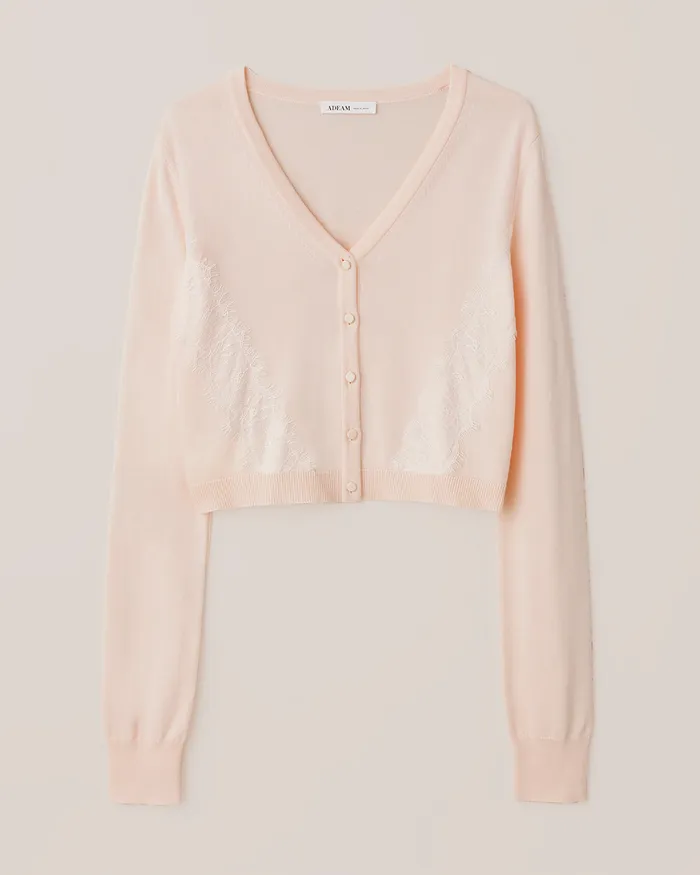 Pearl Blush Ashlee Knit Cardigan ADEAM Earrings