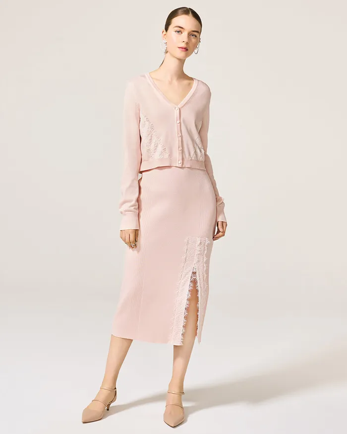Pearl Blush Ashlee Knit Cardigan ADEAM Earrings