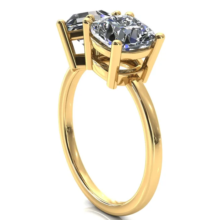 Rings Fire Brilliance 7mm Cushion 7mm Hexagon TwoStone Center Toi Et Moi Ring