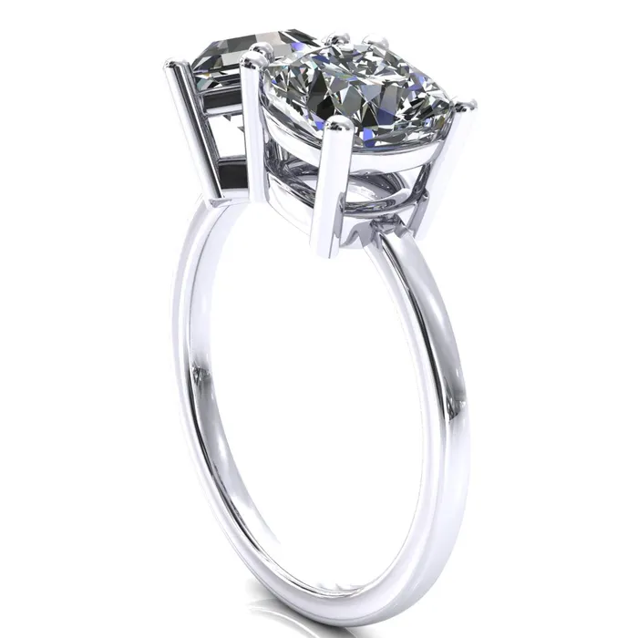 Rings Fire Brilliance 7mm Cushion 7mm Hexagon TwoStone Center Toi Et Moi Ring