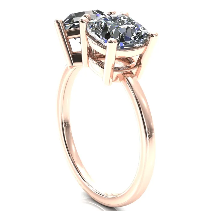 Rings Fire Brilliance 7mm Cushion 7mm Hexagon TwoStone Center Toi Et Moi Ring