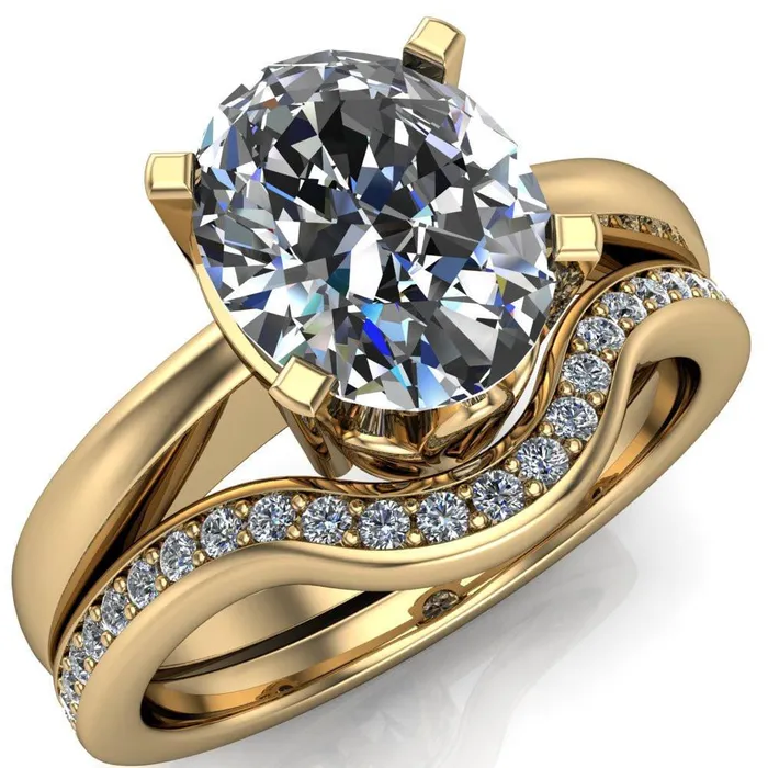 Rings Fire Brilliance Oreli Oval Center Stone 4 Prong Basket Setting