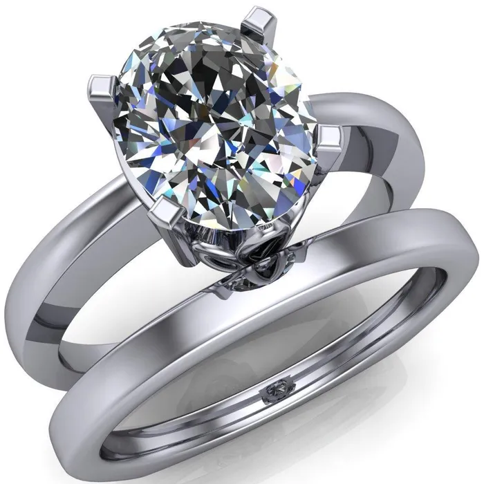 Rings Fire Brilliance Oreli Oval Center Stone 4 Prong Basket Setting