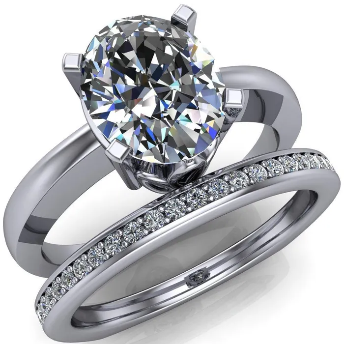 Rings Fire Brilliance Oreli Oval Center Stone 4 Prong Basket Setting