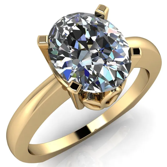 Rings Fire Brilliance Oreli Oval Center Stone 4 Prong Basket Setting