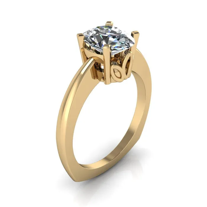 Rings Fire Brilliance Oreli Oval Center Stone 4 Prong Basket Setting