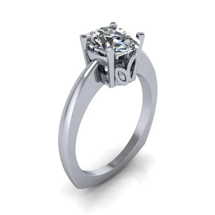 Rings Fire Brilliance Oreli Oval Center Stone 4 Prong Basket Setting