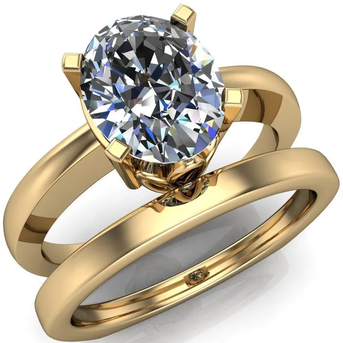 Rings Fire Brilliance Oreli Oval Center Stone 4 Prong Basket Setting