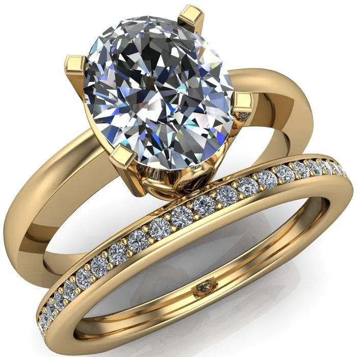 Rings Fire Brilliance Oreli Oval Center Stone 4 Prong Basket Setting
