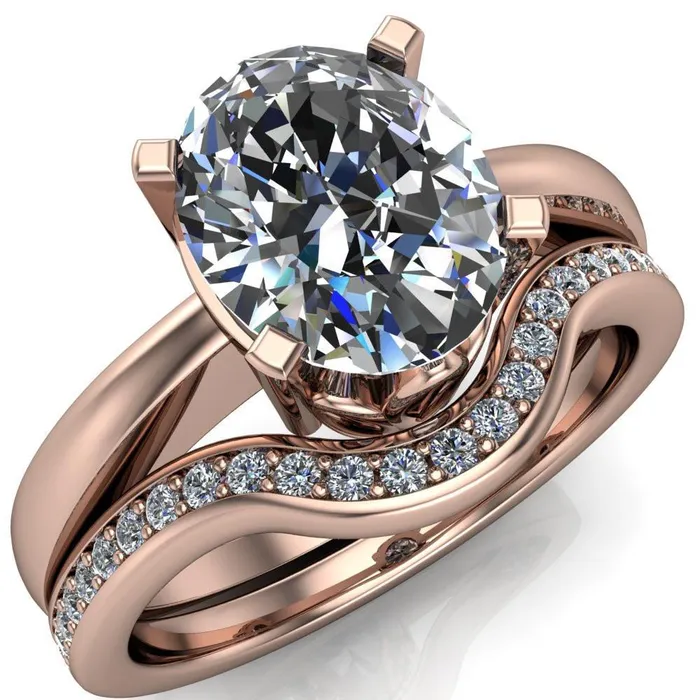 Rings Fire Brilliance Oreli Oval Center Stone 4 Prong Basket Setting