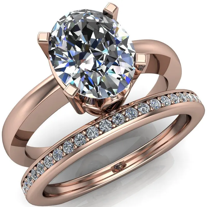Rings Fire Brilliance Oreli Oval Center Stone 4 Prong Basket Setting