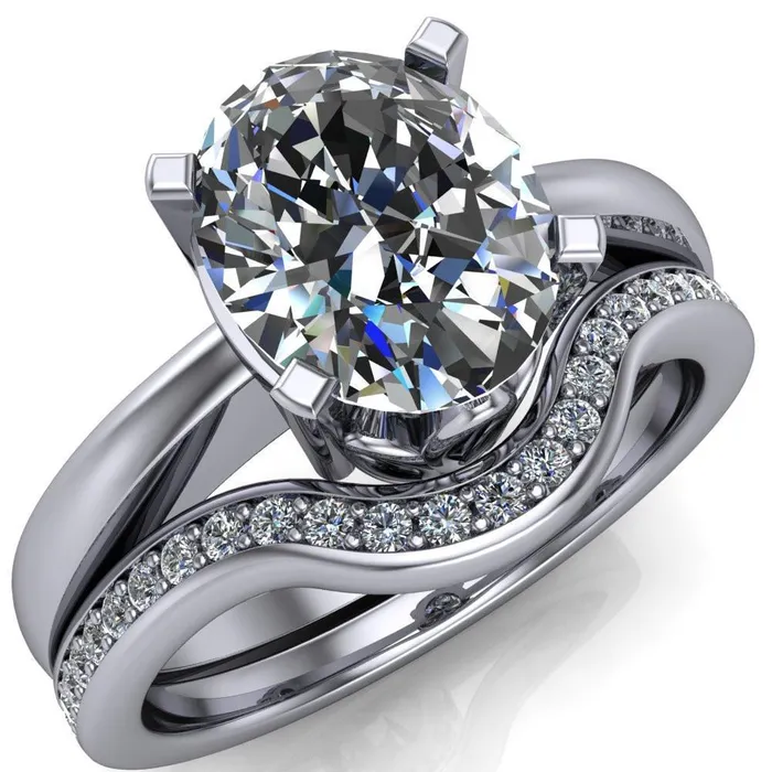 Rings Fire Brilliance Oreli Oval Center Stone 4 Prong Basket Setting