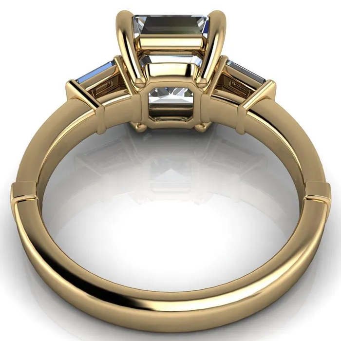 Rings Fire Brilliance Paphos Asscher Moissanite Diamond Baguette Side Channel Engagement Ring