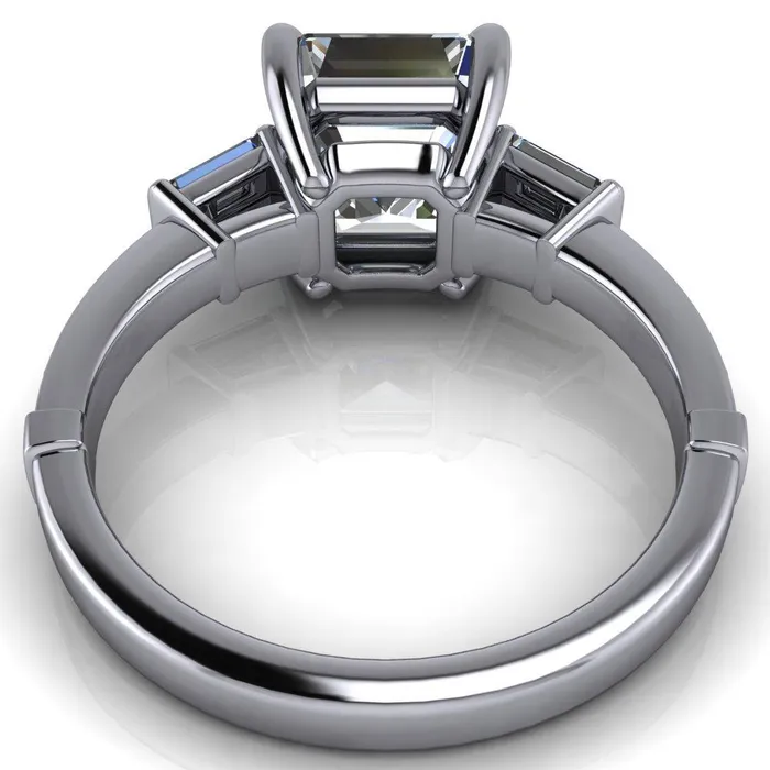 Rings Fire Brilliance Paphos Asscher Moissanite Diamond Baguette Side Channel Engagement Ring