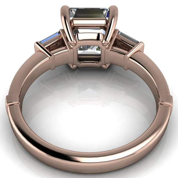 Rings Fire Brilliance Paphos Asscher Moissanite Diamond Baguette Side Channel Engagement Ring