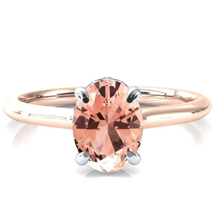 Rings Fire Brilliance Secret Oval Champagne Sapphire 4 Prong Floating Halo Engagement Ring
